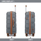 Kono Lightweight PP Hard Shell 4 Piece Suitcase Set With TSA Lock And Vanity Case - Grey/Brown