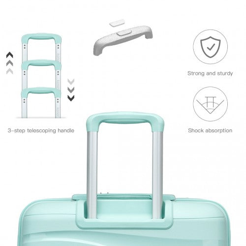 Kono Lightweight Polypropylene Hard Shell 3 Piece Suitcase Set with TSA Lock - Mint Green