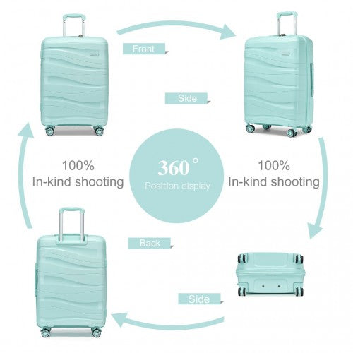 Kono Lightweight Polypropylene Hard Shell 3 Piece Suitcase Set with TSA Lock - Mint Green