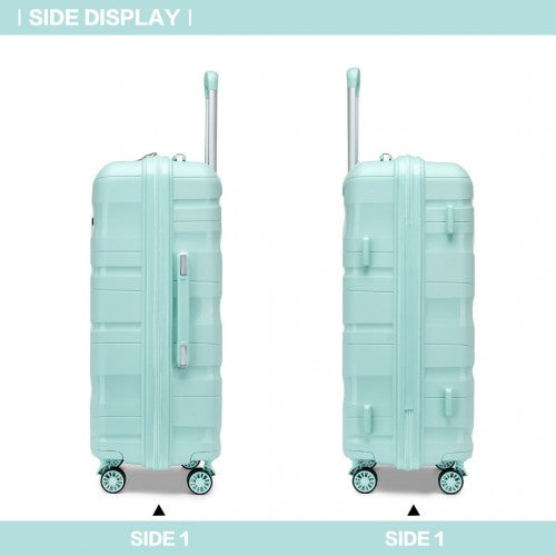 Kono Lightweight Polypropylene Hard Shell 3 Piece Suitcase Set with TSA Lock - Mint Green