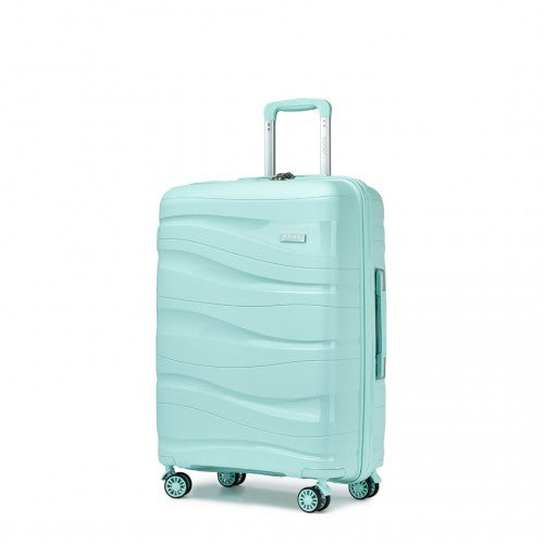 Kono Lightweight Polypropylene Hard Shell 3 Piece Suitcase Set with TSA Lock - Mint Green