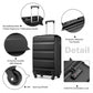 Kono 19 Inch Cabin Size Carry On Suitcase - Streamlined Lightweight ABS Hardshell With Secure TSA Lock - Black