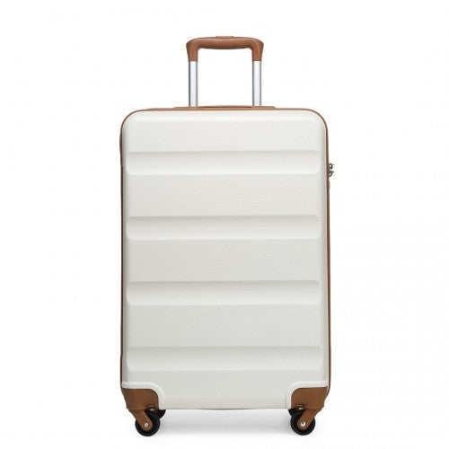 Kono 19 Inch Cabin Size Carry On Suitcase - Streamlined Lightweight ABS Hardshell With Secure TSA Lock - Cream