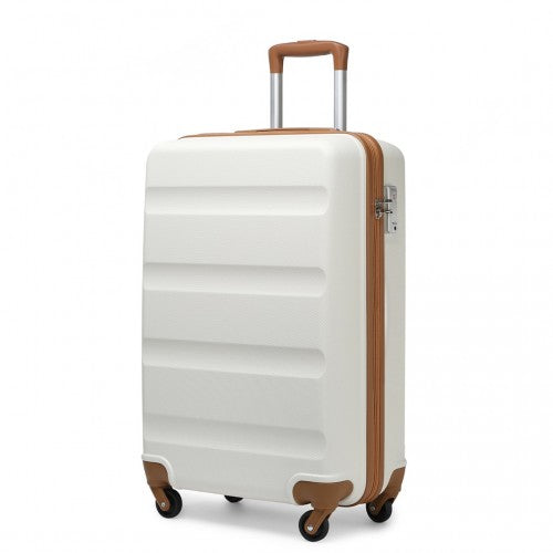 Kono 19 Inch Cabin Size Carry On Suitcase - Streamlined Lightweight ABS Hardshell With Secure TSA Lock - Cream