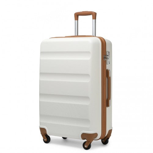 Kono 24 Inch Check In Luggage - Streamlined Abs Hardshell Suitcase With Secure TSA Lock - Cream