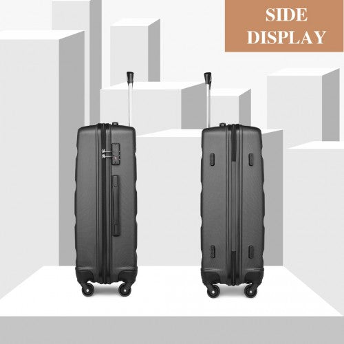 Kono 3-Piece Lightweight ABS Hardshell Suitcase Set - 19, 24, 28 Inch With Secure TSA Lock - Grey