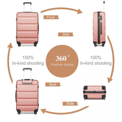 Kono 24 Inch Check In Luggage - Streamlined Abs Hardshell Suitcase With Secure TSA Lock - Nude