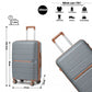 British Traveller 20 Inch Multi-Texture Polypropylene Hard Shell Suitcase With TSA Lock - Grey / Brown