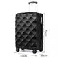 British Traveller Ultralight ABS and Polycarbonate Bumpy Diamond 3 Pcs Luggage Set with TSA Lock - Black