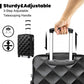 British Traveller Ultralight ABS and Polycarbonate Bumpy Diamond 3 Pcs Luggage Set with TSA Lock - Black