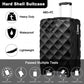 British Traveller Ultralight ABS and Polycarbonate Bumpy Diamond 3 Pcs Luggage Set with TSA Lock - Black