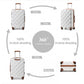 British Traveller Ultralight ABS and Polycarbonate Bumpy Diamond 3 Pcs Luggage Set with TSA Lock - Cream