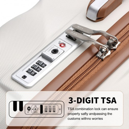 British Traveller Ultralight ABS and Polycarbonate Bumpy Diamond 3 Pcs Luggage Set with TSA Lock - Cream