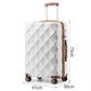 British Traveller Ultralight ABS and Polycarbonate Bumpy Diamond 3 Pcs Luggage Set with TSA Lock - Cream