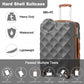 British Traveller Ultralight ABS and Polycarbonate Bumpy Diamond 3 Pcs Luggage Set with TSA Lock - Grey/Brown