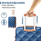 British Traveller Ultralight ABS and Polycarbonate Bumpy Diamond 3 Pcs Luggage Set with TSA Lock - Navy/Brown