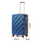 British Traveller Ultralight ABS and Polycarbonate Bumpy Diamond 3 Pcs Luggage Set with TSA Lock - Navy/Brown