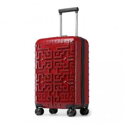 Supercase Stylish 20 Inch Carry-On Polypropylene Hardshell Suitcase With Maze Pattern - Red