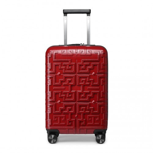 Supercase Stylish 20 Inch Carry-On Polypropylene Hardshell Suitcase With Maze Pattern - Red