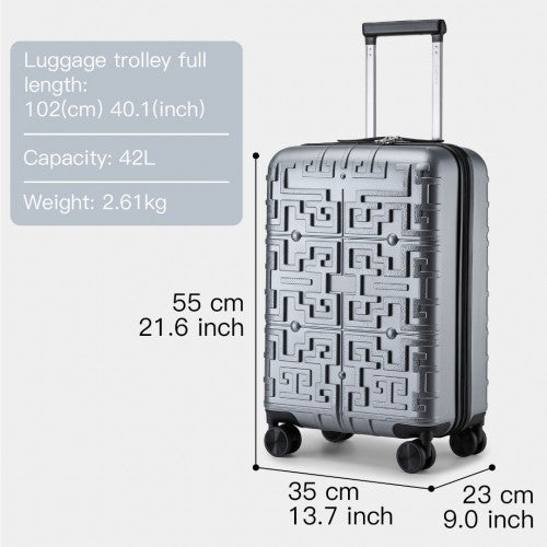 Supercase Stylish 20 Inch Carry-On Polypropylene Hardshell Suitcase With Maze Pattern - Silver