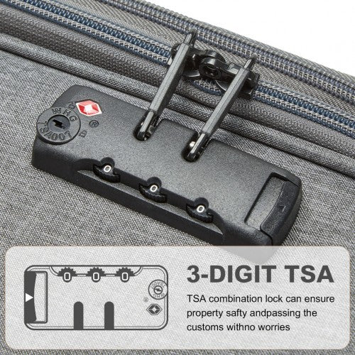 British Traveller 3-Piece Lightweight Soft Shell Luggage Set With TSA Locks - Grey