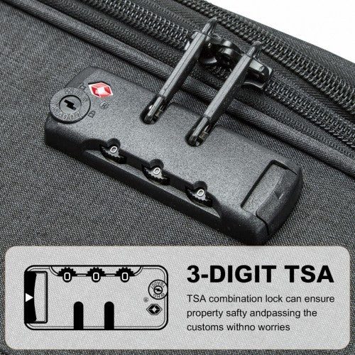 British Traveller 3-Piece Lightweight Soft Shell Luggage Set With TSA Locks - Black