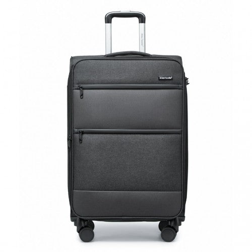 British Traveller 24 Inch Lightweight Soft Shell Expandable Suitcase With TSA Lock - Black