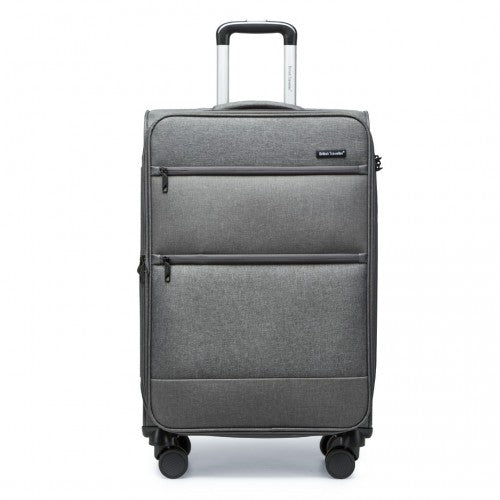 British Traveller 28 Inch Lightweight Soft Shell Expandable Suitcase With TSA Lock - Grey