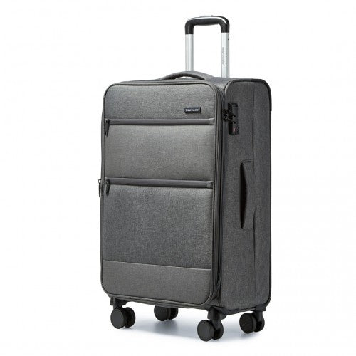 British Traveller 24 Inch Lightweight Soft Shell Expandable Suitcase With TSA Lock - Grey