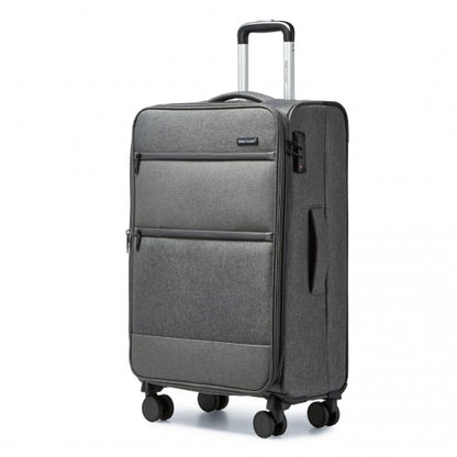 British Traveller 28 Inch Lightweight Soft Shell Expandable Suitcase With TSA Lock - Grey