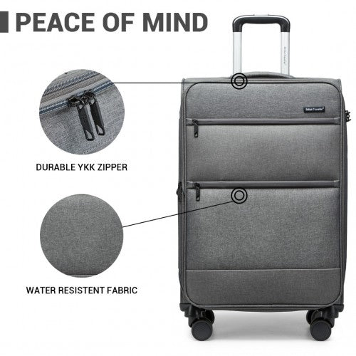 British Traveller 28 Inch Lightweight Soft Shell Expandable Suitcase With TSA Lock - Grey