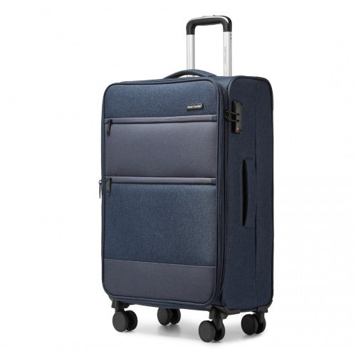 British Traveller 24 Inch Lightweight Soft Shell Expandable Suitcase With TSA Lock - Navy