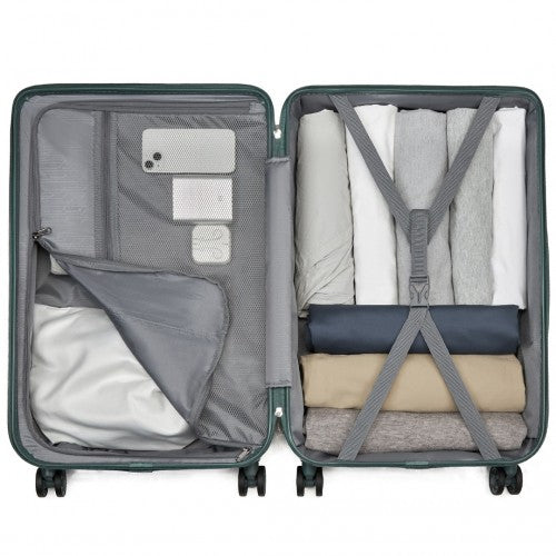 Supercase 3-Piece Sleek Geometric Pattern Hard Shell ABS+PC Suitcase Set with TSA Lock For Effortless Travel - Military Green