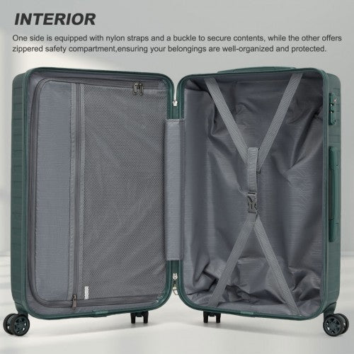 Supercase 3-Piece Sleek Geometric Pattern Hard Shell ABS+PC Suitcase Set with TSA Lock For Effortless Travel - Military Green