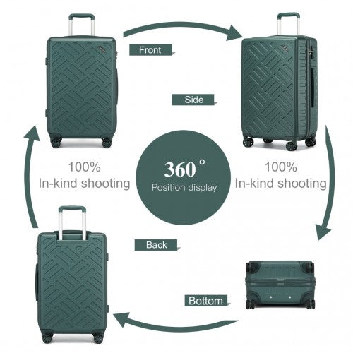 Supercase 3-Piece Sleek Geometric Pattern Hard Shell ABS+PC Suitcase Set with TSA Lock For Effortless Travel - Military Green