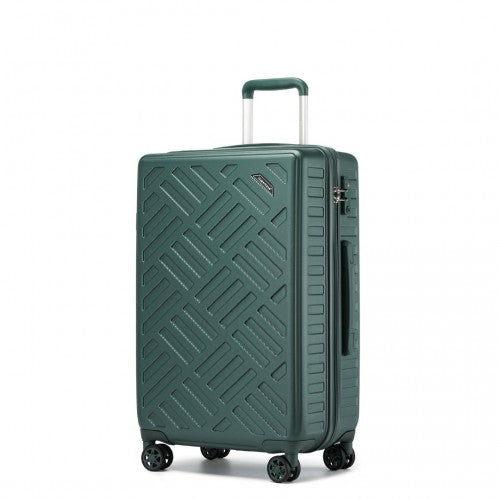 Supercase 3-Piece Sleek Geometric Pattern Hard Shell ABS+PC Suitcase Set with TSA Lock For Effortless Travel - Military Green