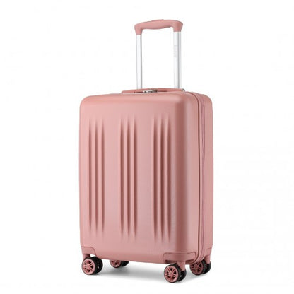 Kono 20 Inch Sleek Striped Carry-On Suitcase Durable ABS+PC Luggage With Four Spinner Wheels And TSA Lock Perfect for Travel - Nude