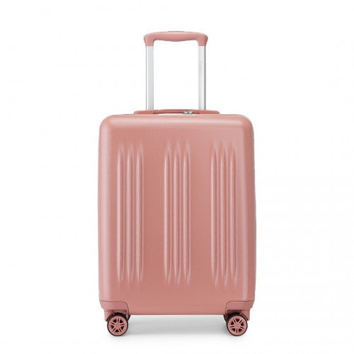 Kono 20 Inch Sleek Striped Carry-On Suitcase Durable ABS+PC Luggage With Four Spinner Wheels And TSA Lock Perfect for Travel - Nude