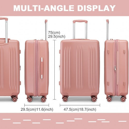 Kono 28 Inch Sleek Striped Check-In Suitcase Expandable Durable ABS+PC Luggage with Four Spinner Wheels TSA Lock - Nude