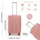 Kono 24 Inch Sleek Striped Check-In Suitcase Expandable Durable ABS+PC Luggage with Four Spinner Wheels TSA Lock - Nude