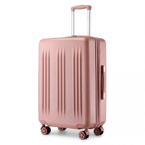 Kono 28 Inch Sleek Striped Check-In Suitcase Expandable Durable ABS+PC Luggage with Four Spinner Wheels TSA Lock - Nude