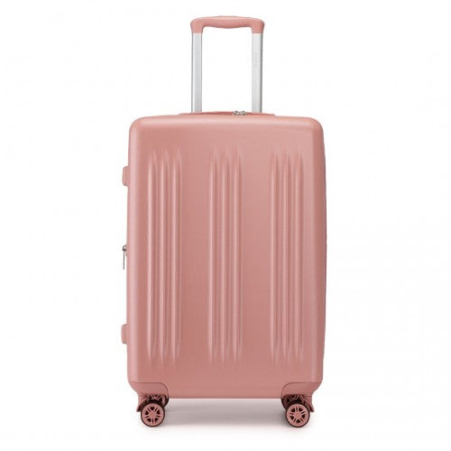 Kono 28 Inch Sleek Striped Check-In Suitcase Expandable Durable ABS+PC Luggage with Four Spinner Wheels TSA Lock - Nude