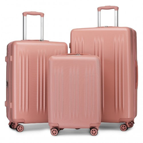 Kono 3 Piece Luggage Set 20/24/28 Inch Sleek Striped Expandable ABS+PC Suitcase with TSA Lock And Four Spinner Wheels - Nude