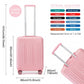 Kono 20 Inch Sleek Striped Carry-On Suitcase Durable ABS+PC Luggage With Four Spinner Wheels And TSA Lock Perfect for Travel - Pink