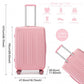 Kono 28 Inch Sleek Striped Check-In Suitcase Expandable Durable ABS+PC Luggage with Four Spinner Wheels TSA Lock - Pink