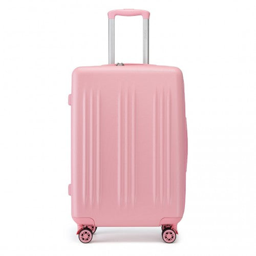 Kono 28 Inch Sleek Striped Check-In Suitcase Expandable Durable ABS+PC Luggage with Four Spinner Wheels TSA Lock - Pink