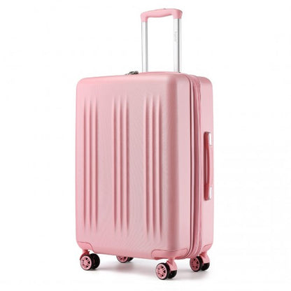 Kono 24 Inch Sleek Striped Check-In Suitcase Expandable Durable ABS+PC Luggage with Four Spinner Wheels TSA Lock - Pink