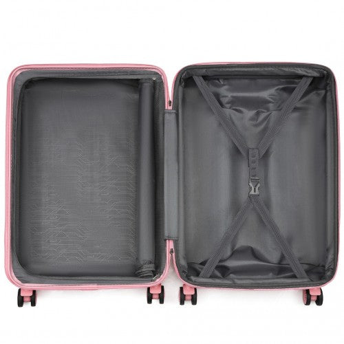 Kono 28 Inch Sleek Striped Check-In Suitcase Expandable Durable ABS+PC Luggage with Four Spinner Wheels TSA Lock - Pink