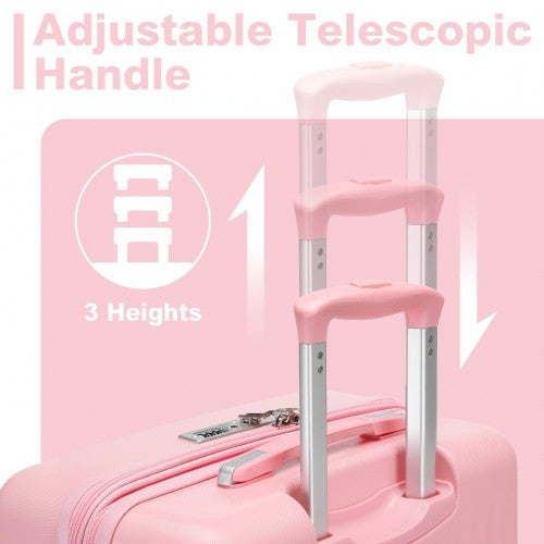 Kono 28 Inch Sleek Striped Check-In Suitcase Expandable Durable ABS+PC Luggage with Four Spinner Wheels TSA Lock - Pink