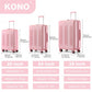 Kono 3 Piece Luggage Set 20/24/28 Inch Sleek Striped Expandable ABS+PC Suitcase with TSA Lock And Four Spinner Wheels - Pink